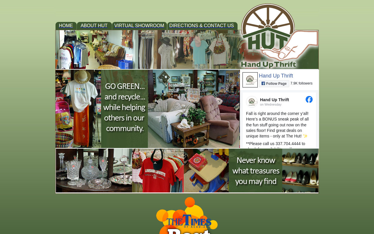 Hand Up Thrift website preview