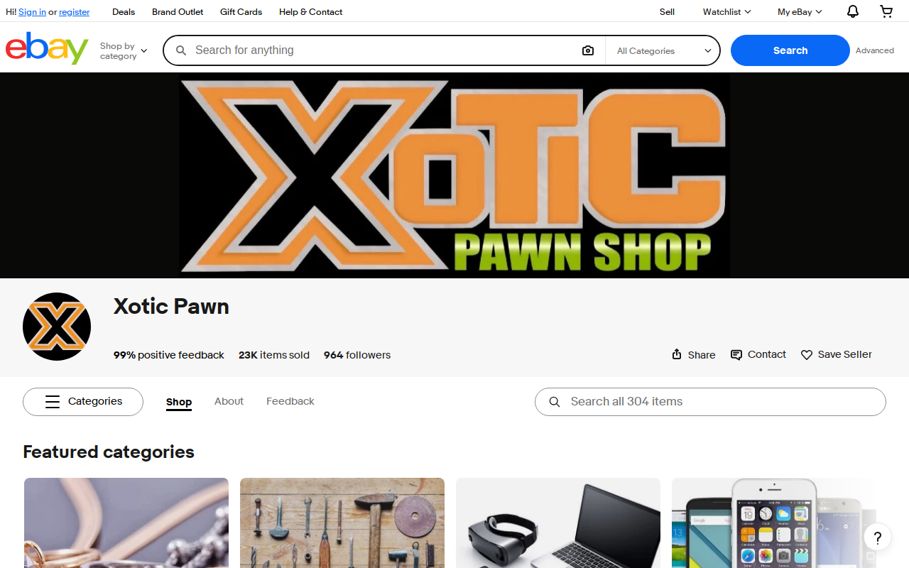 Xotic Pawn - Florida Blvd. website preview