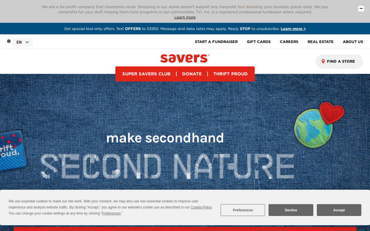 Savers website preview