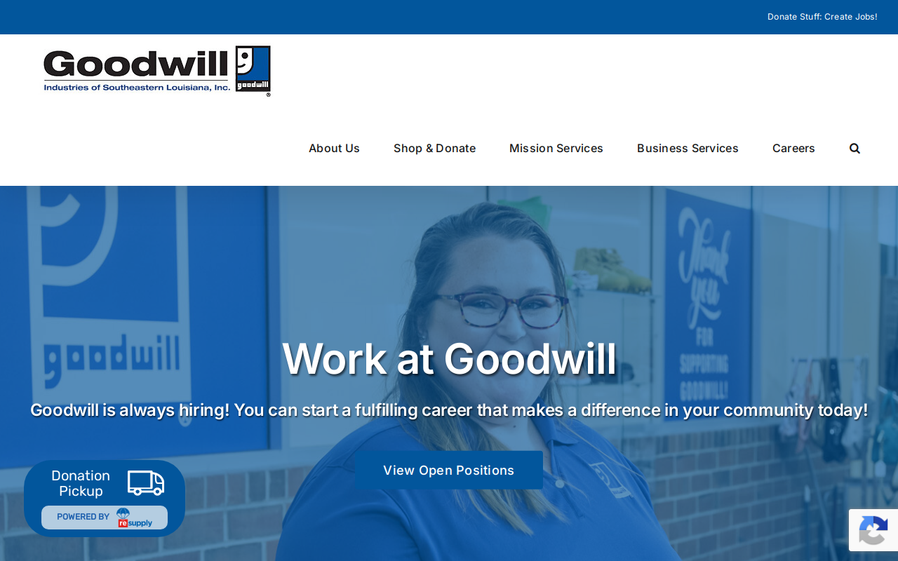 Goodwill Industries of Southeastern Louisiana website preview
