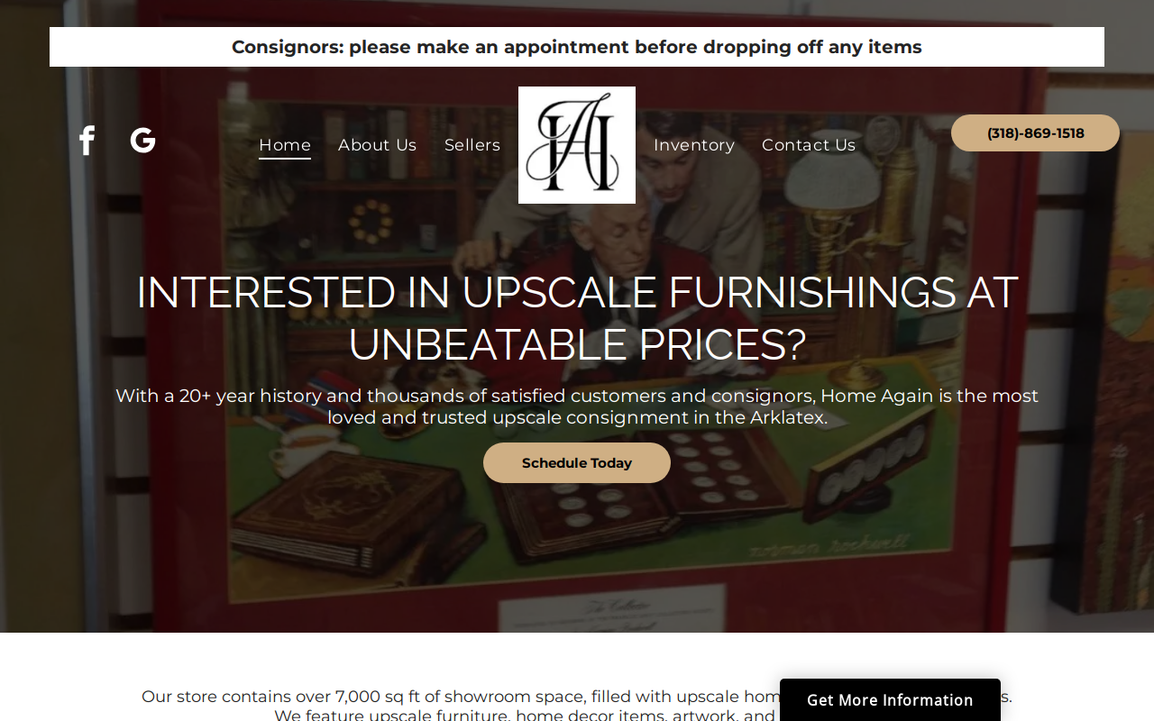 Home Again Bossier - location closed website preview