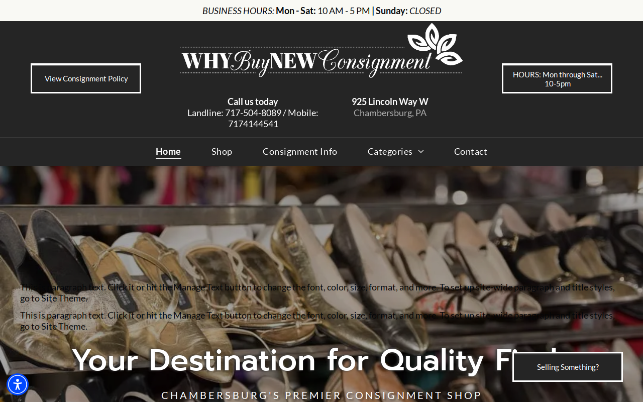 Why Buy New Consignment Shop website preview