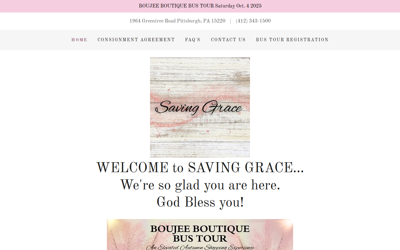 Saving Grace Consignment Boutique of South Hills website preview