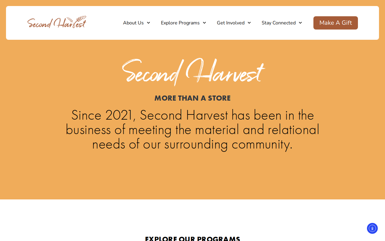 Second Harvest Community Thrift Store website preview