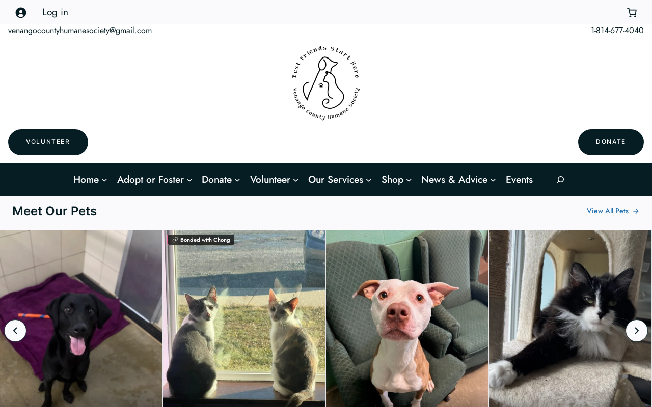 Venango County Humane Society Thrift Store website preview