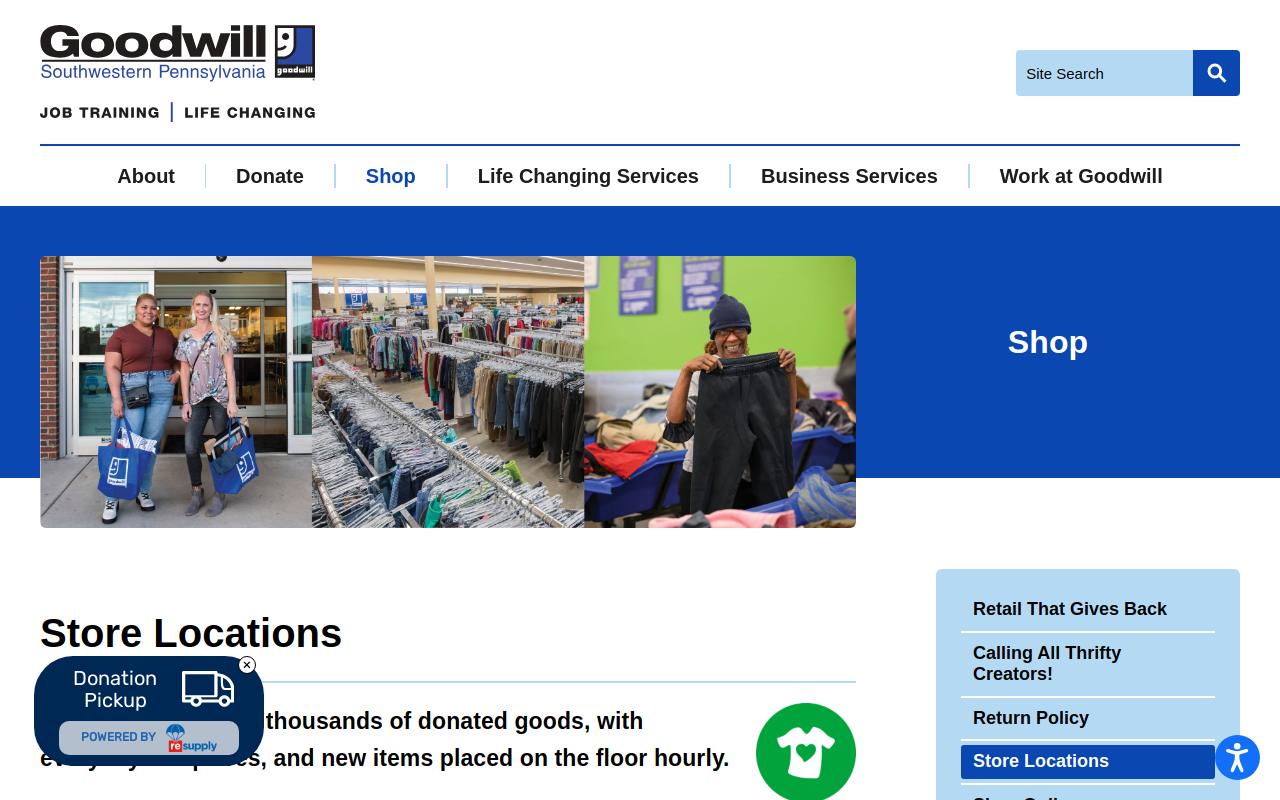 Goodwill of Southwestern Pennsylvania website preview
