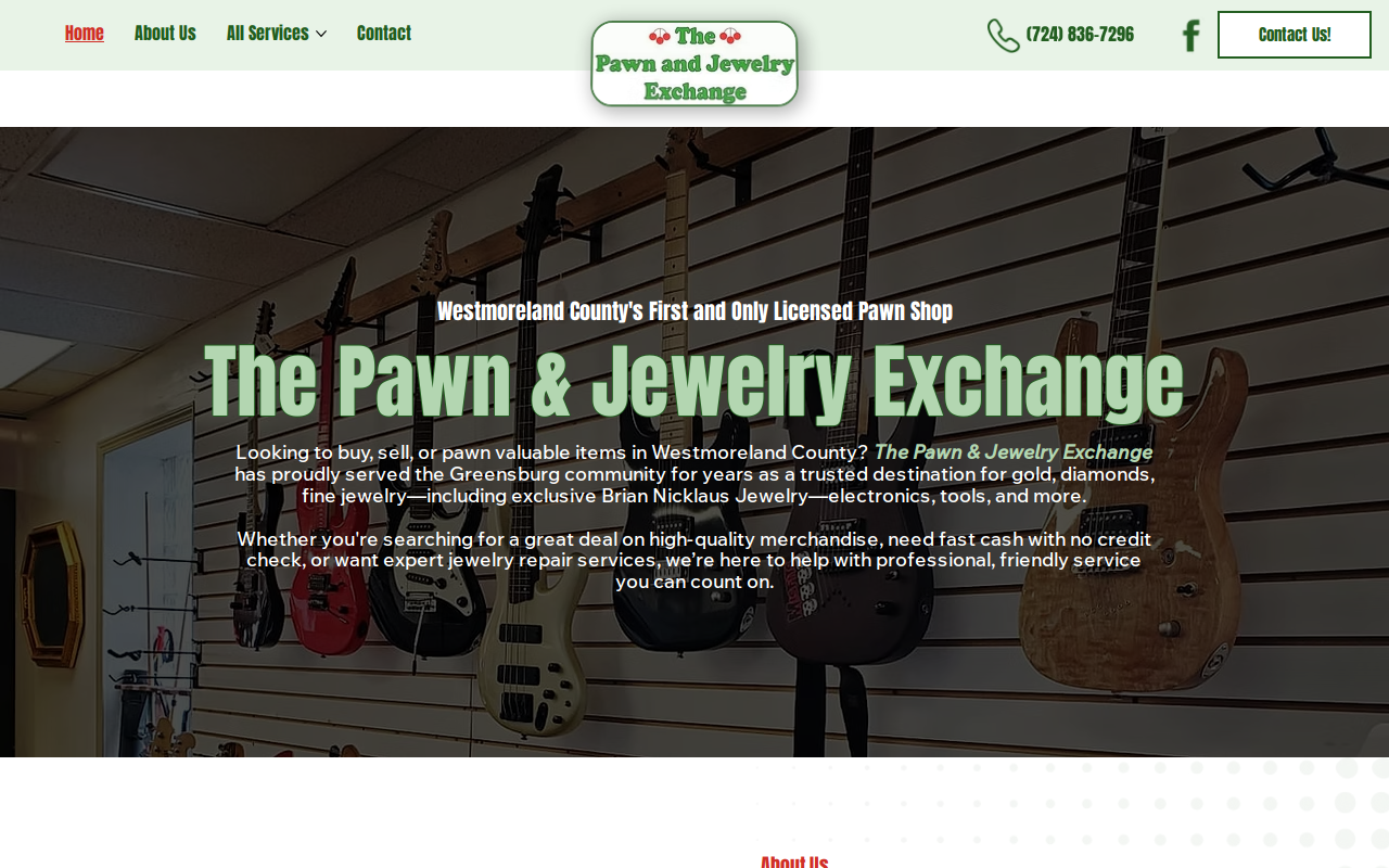 The Pawn & Jewelry Exchange website preview