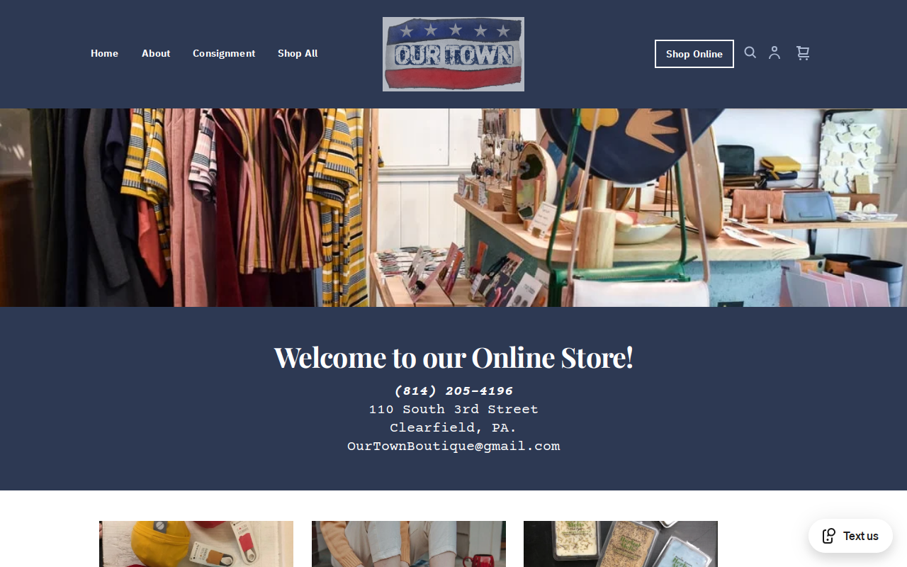 Our Town Boutique website preview