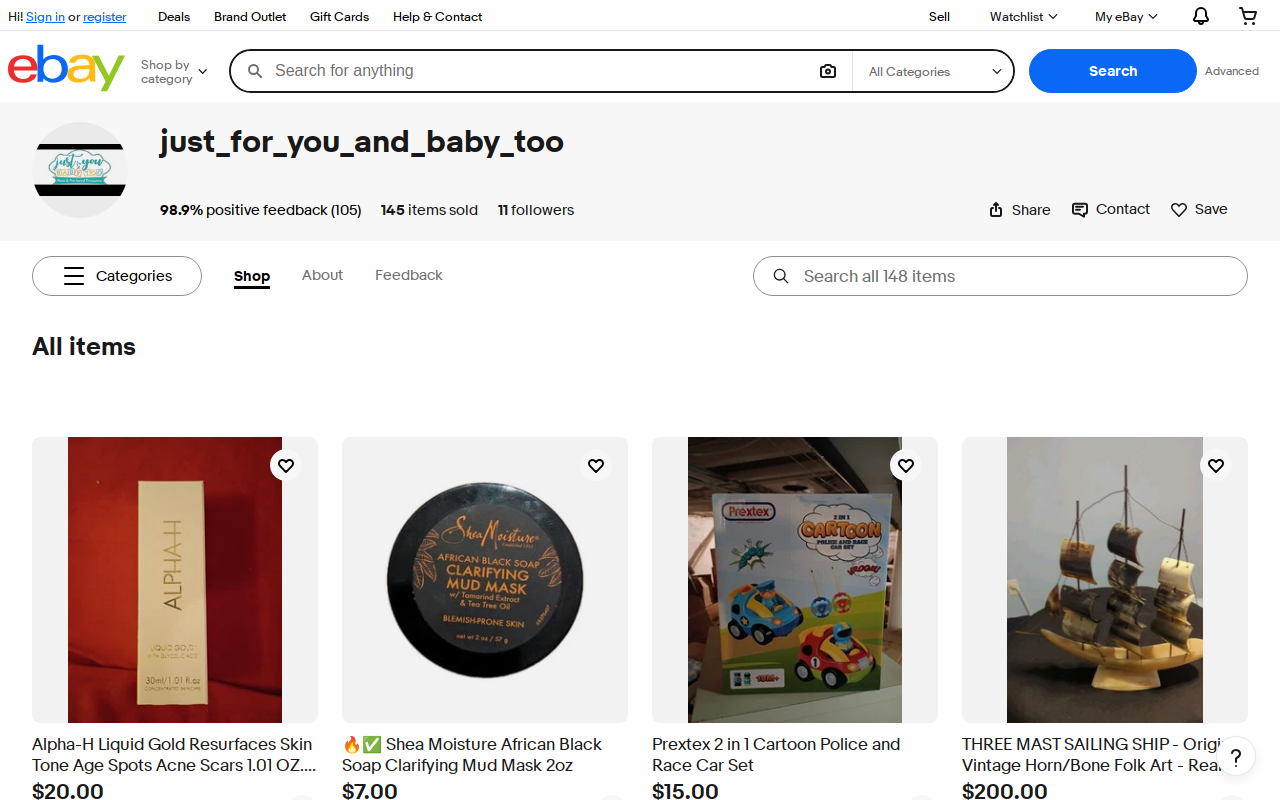 Just For You & Baby Too website preview