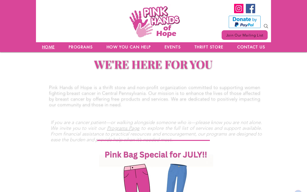 Pink Hands of Hope website preview