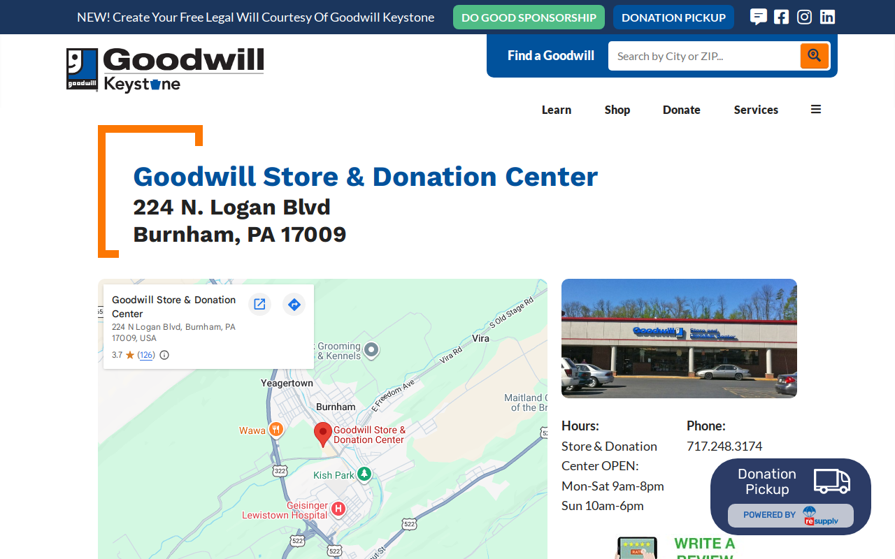 Goodwill Store and Donation Center website preview