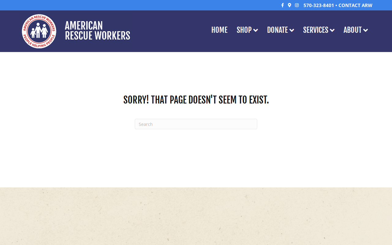 American Rescue Workers Thrift Store, Jersey Shore website preview
