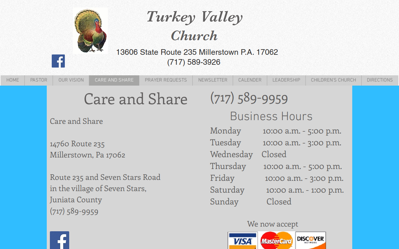 Care and Share Thrift Store website preview
