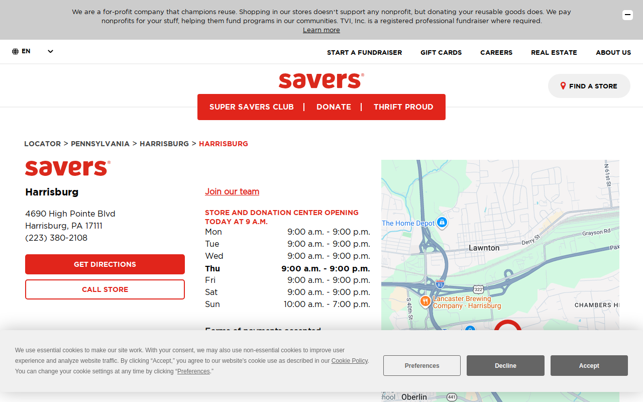 Savers website preview