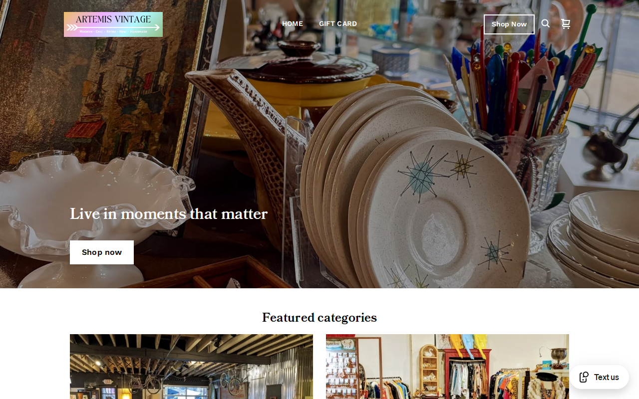 Artemis Vintage website preview
