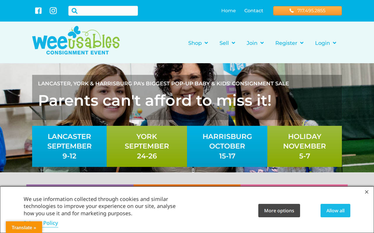 WeeUsables Consignment Event website preview