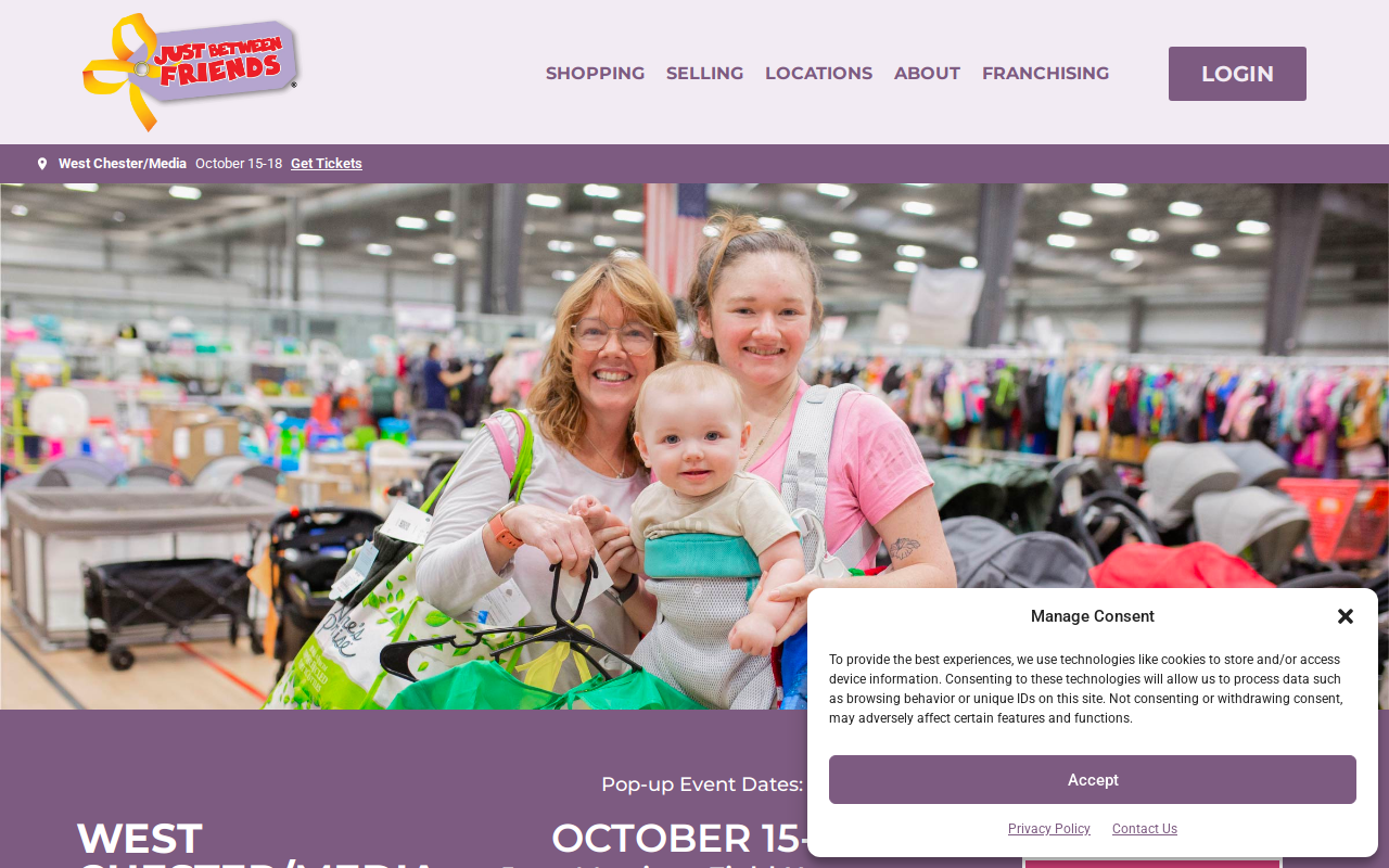 Just Between Friends of the Delaware Valley website preview