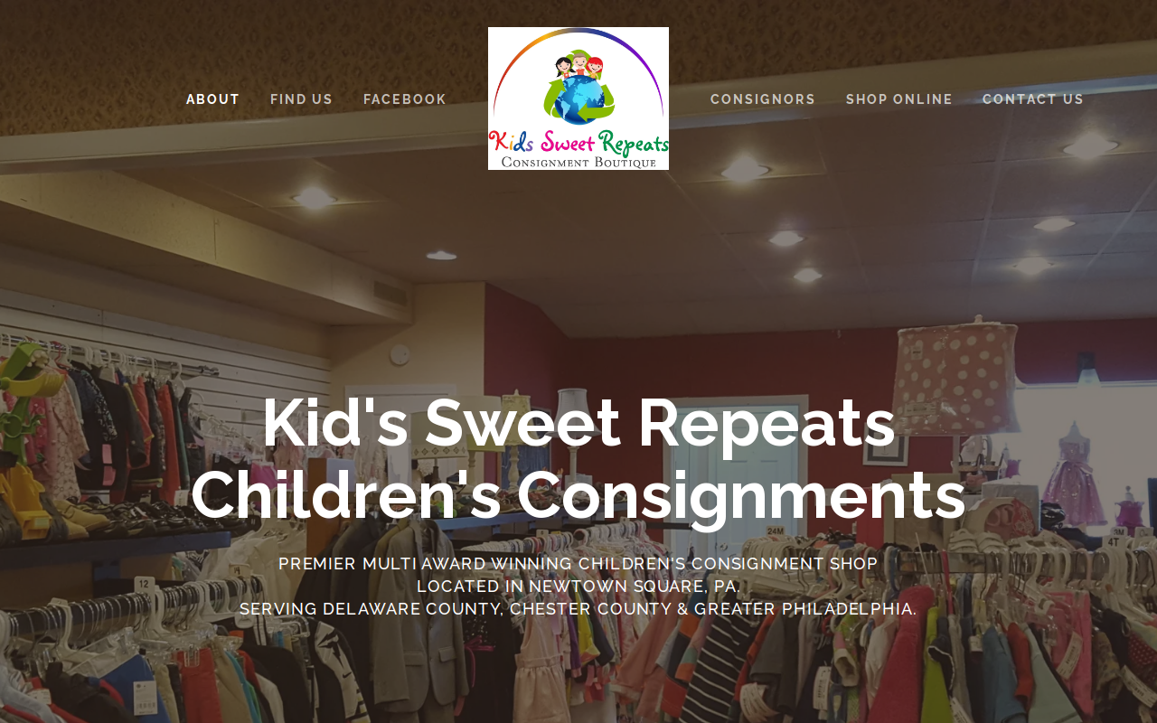 Kid's Sweet Repeats Consignment Boutique website preview