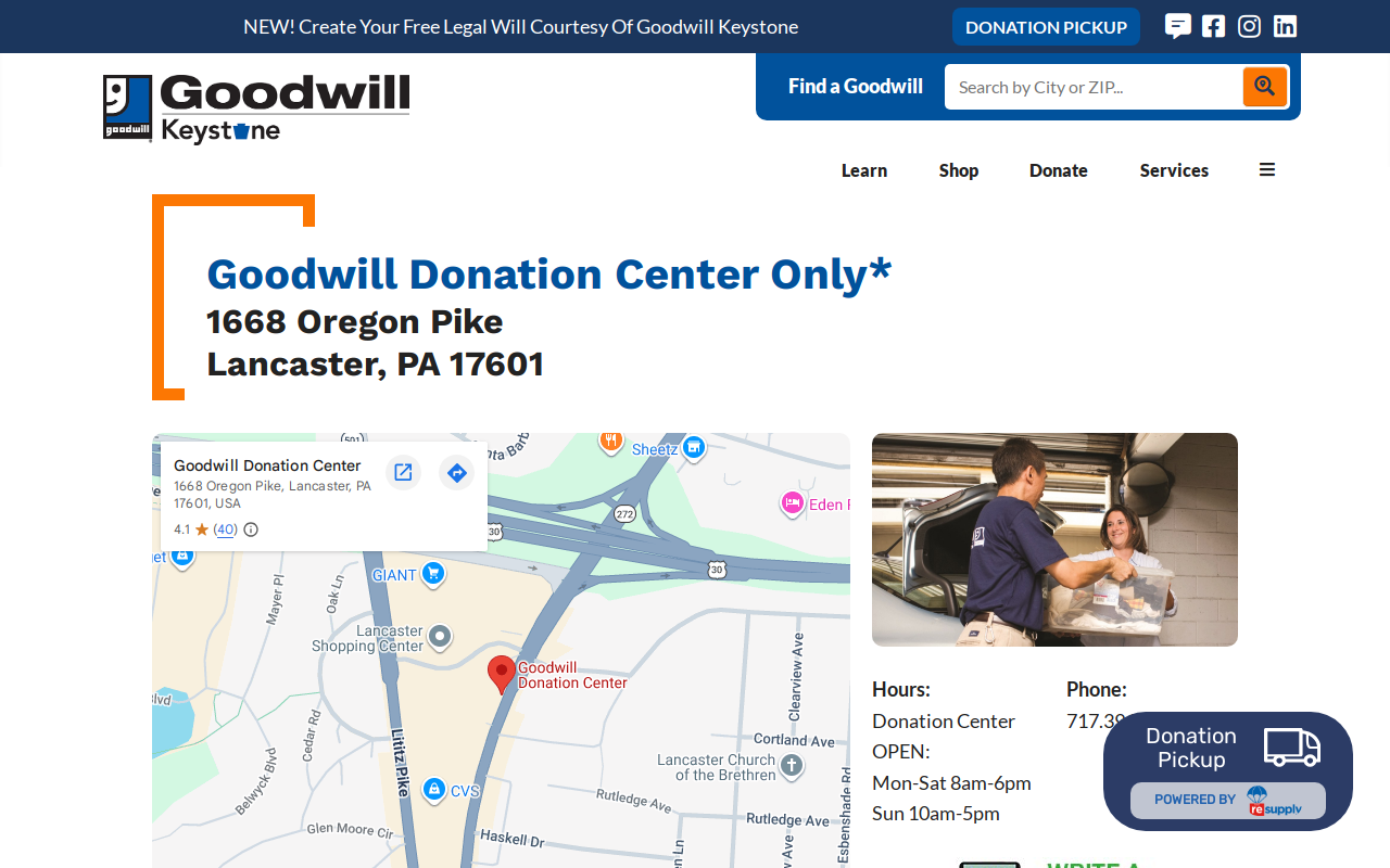 Goodwill Donation Center website preview