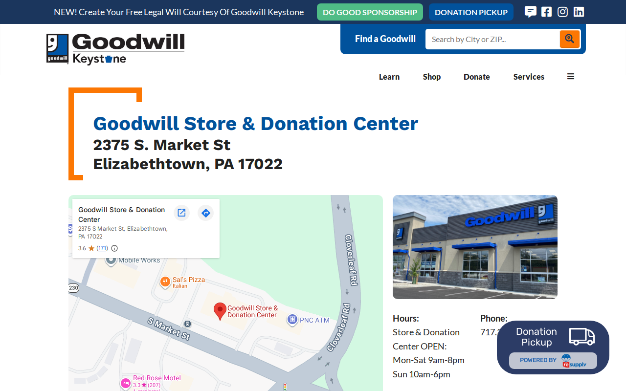 Goodwill Store and Donation Center website preview