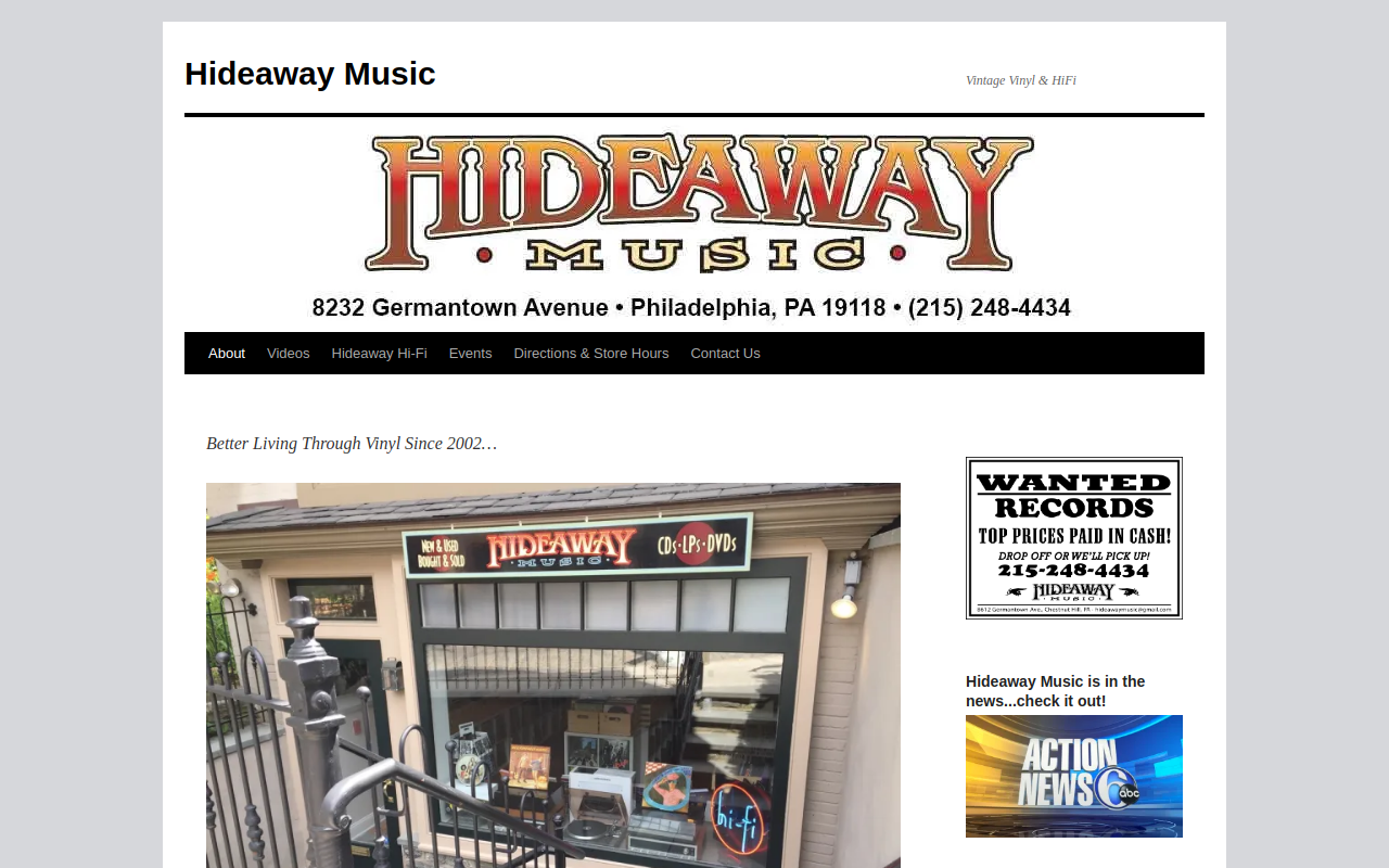 Hideaway Music website preview