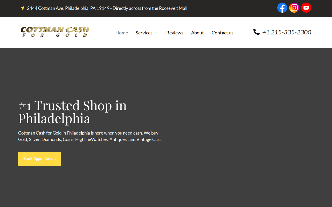 Cottman Cash For Gold website preview