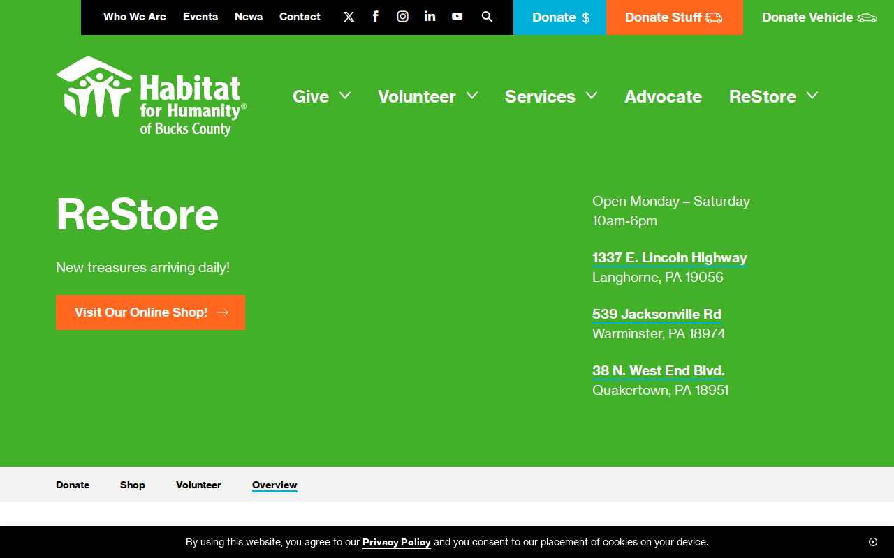 Habitat for Humanity ReStore website preview