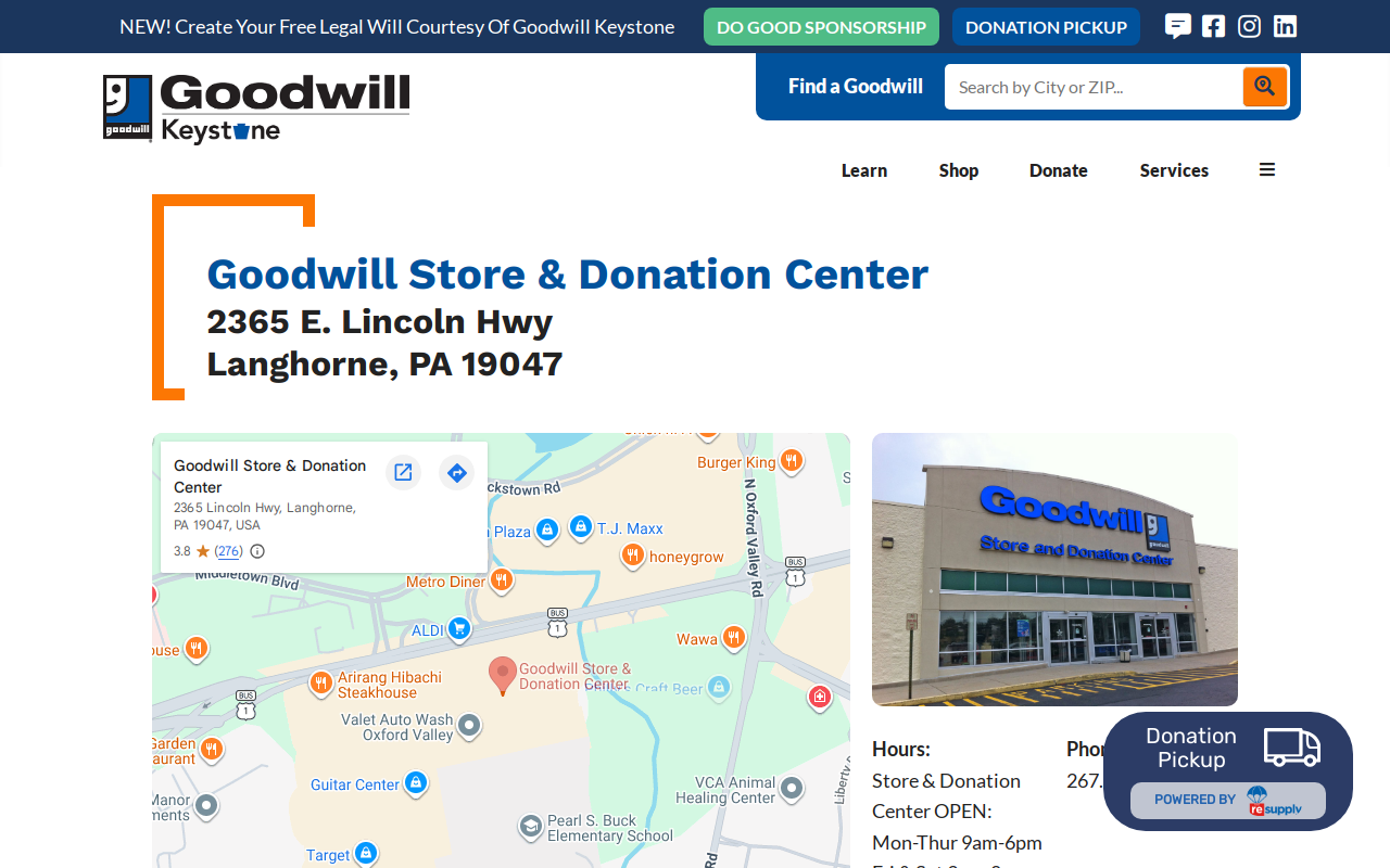 Goodwill Store and Donation Center website preview