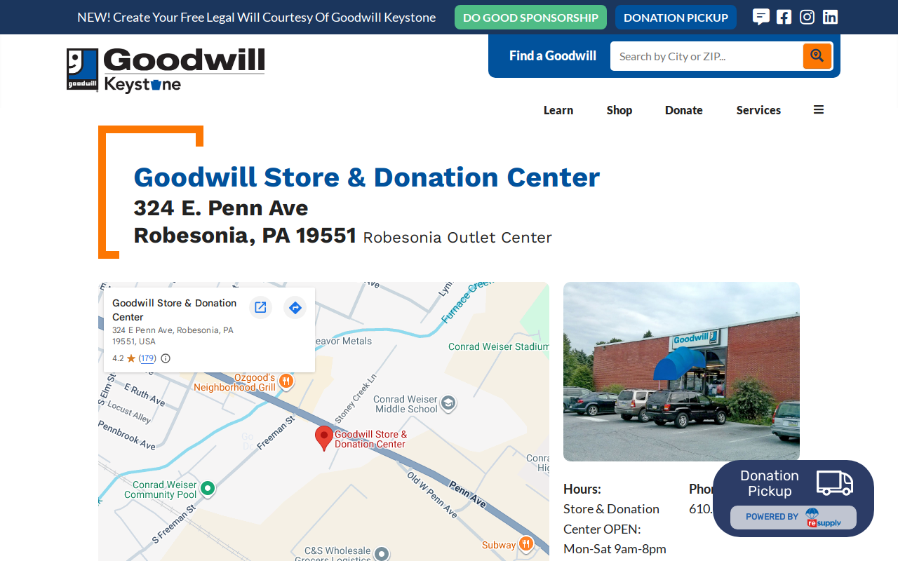 Goodwill Store and Donation Center website preview