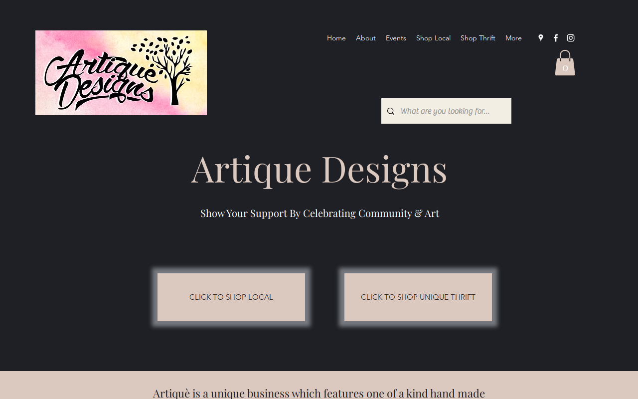 Artique Designs website preview
