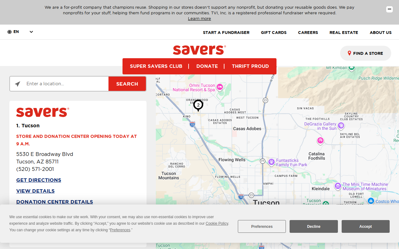 Savers website preview
