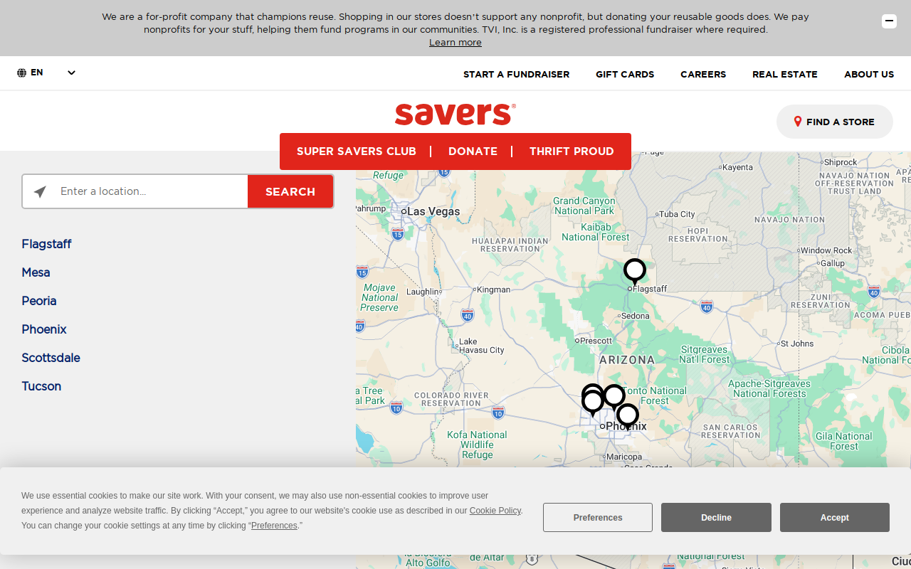 Savers website preview