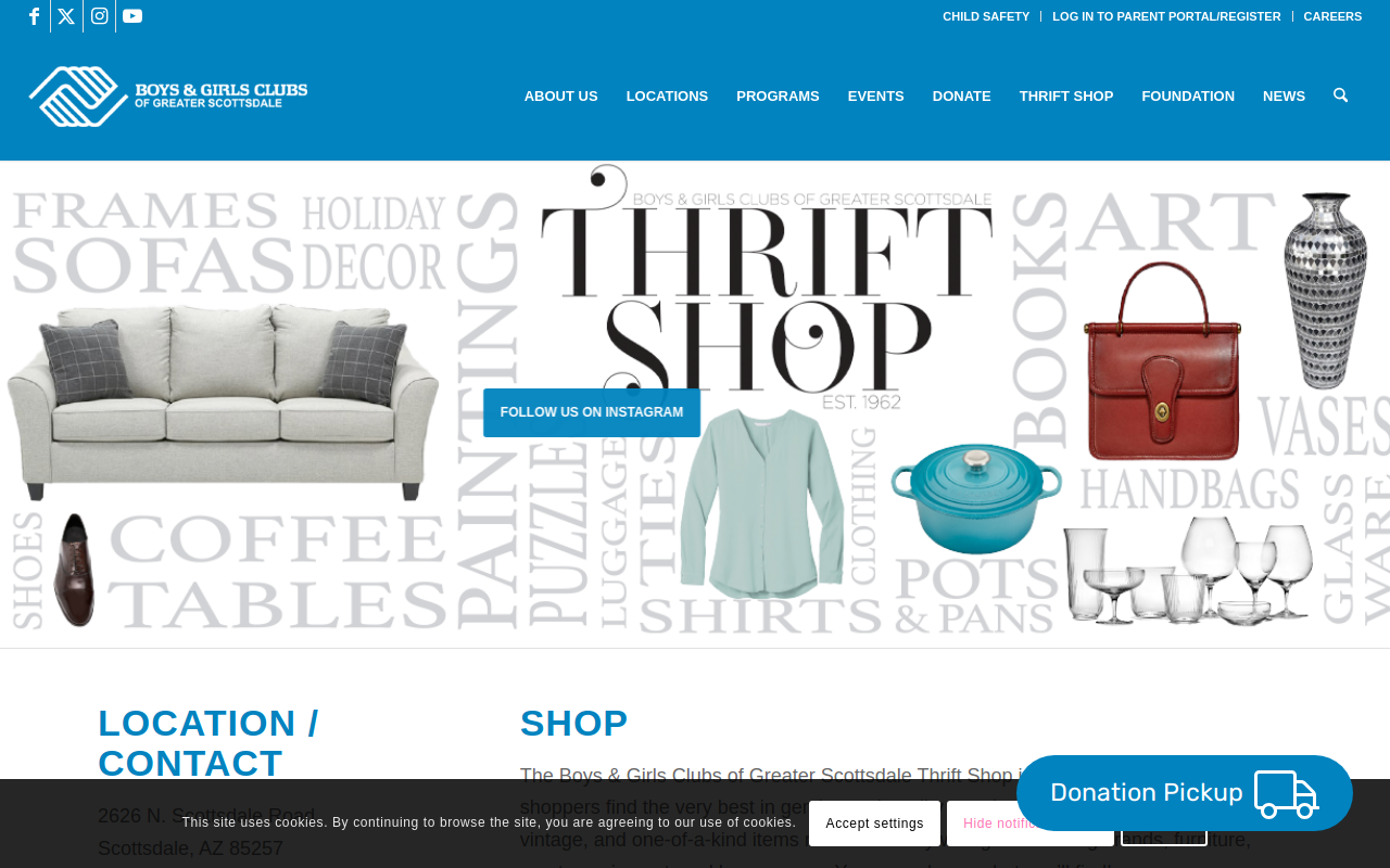 Boys and Girls Clubs of Greater Scottsdale Thrift Shop website preview