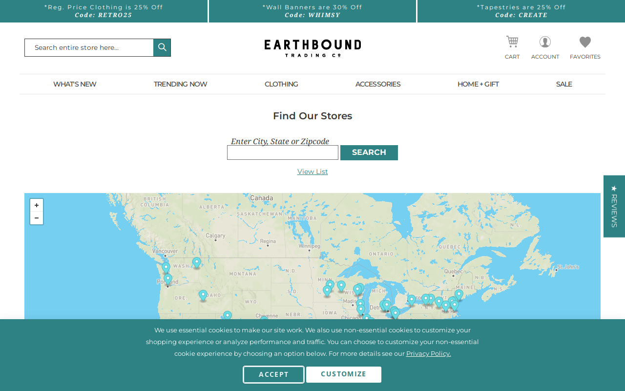 Earthbound Trading Co. website preview
