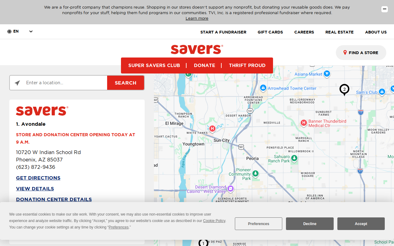 Savers website preview