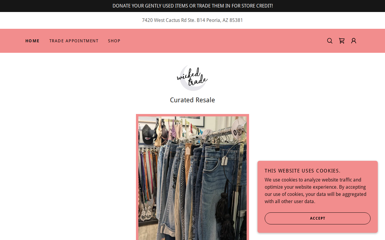 Wicked Trade Curated Resale website preview