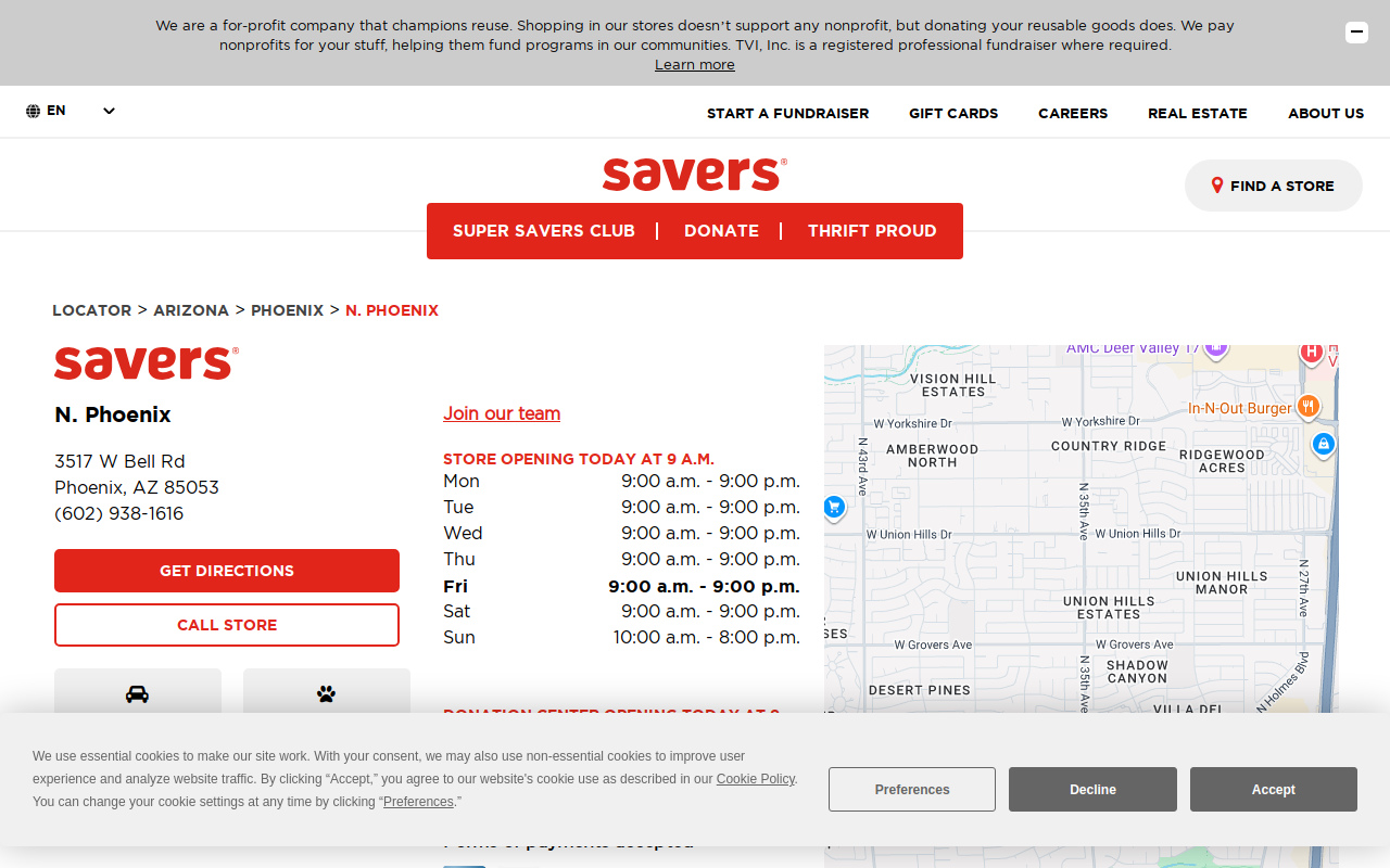 Savers website preview
