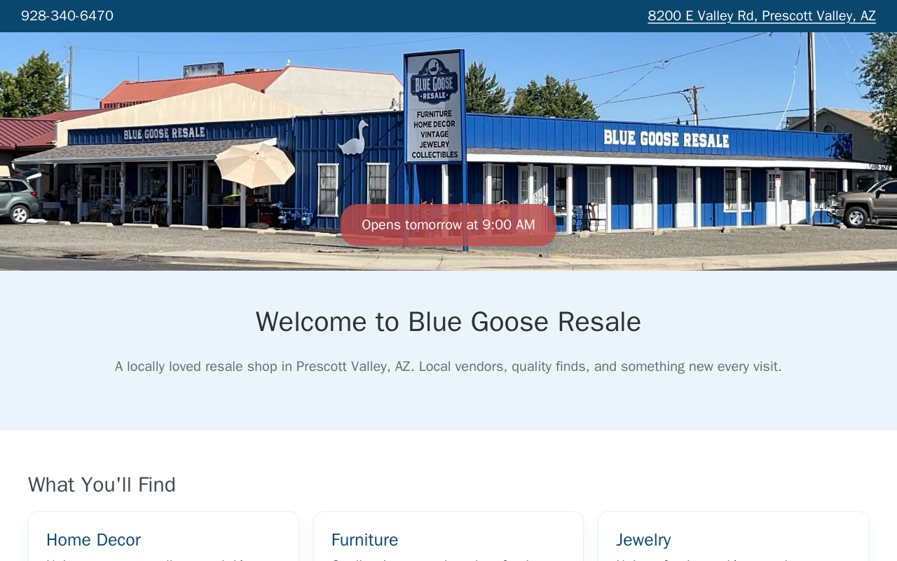 Blue Goose Resale website preview