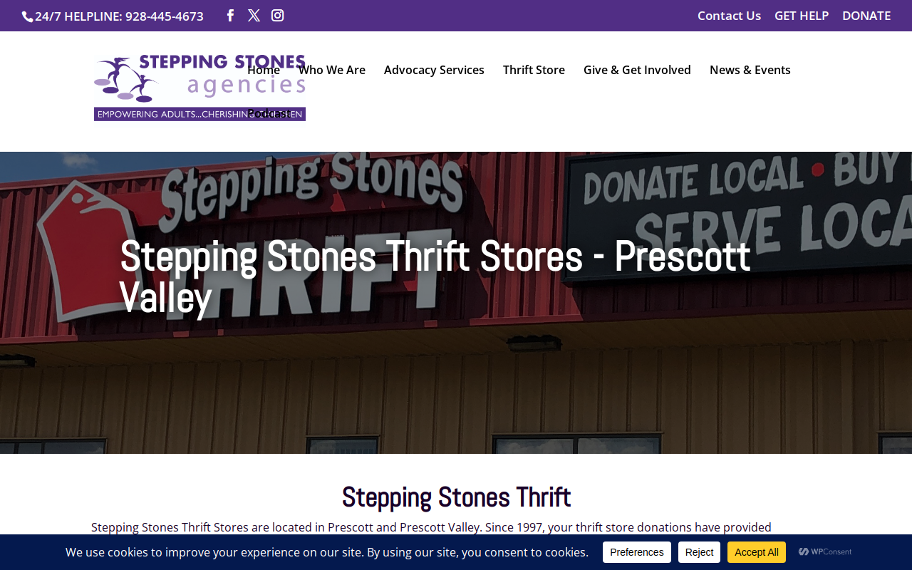 Stepping Stones Thrift Store website preview