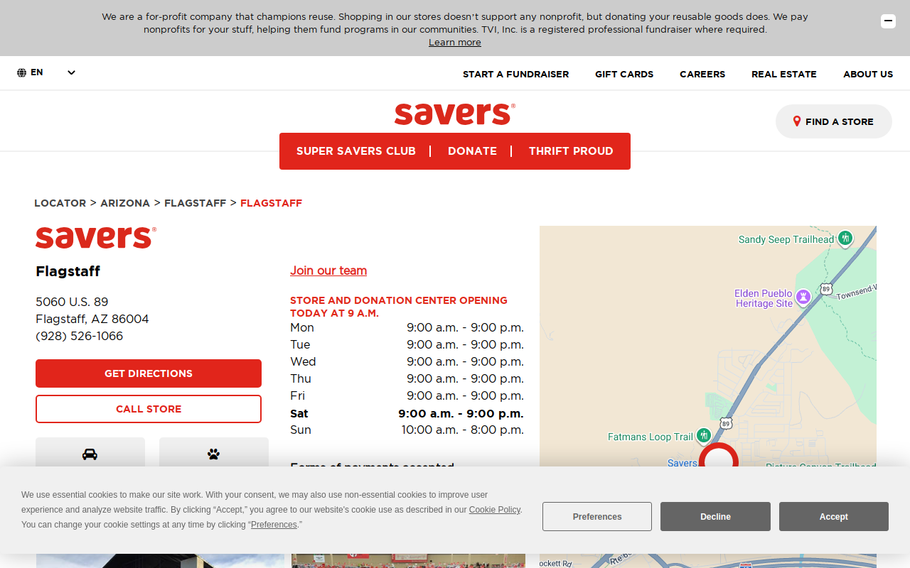 Savers website preview