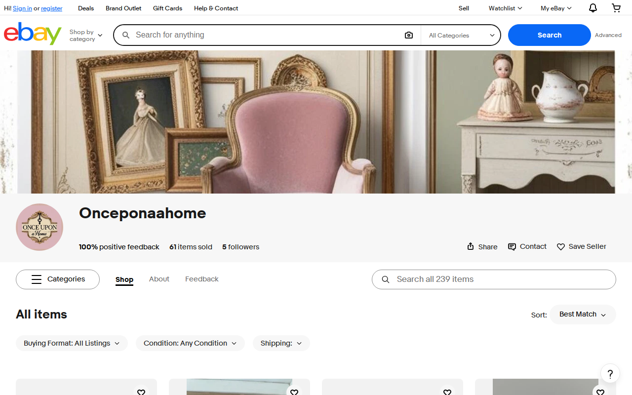 Once Upon A Home Gum Springs website preview