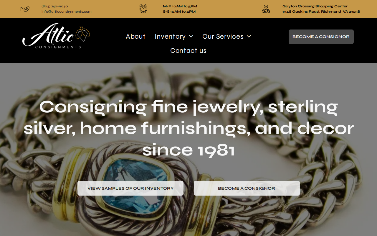 Attic Consignments website preview