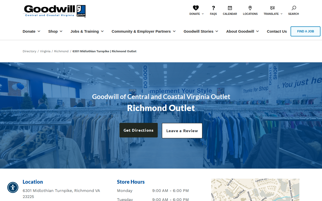 Goodwill of Central and Coastal Virginia website preview