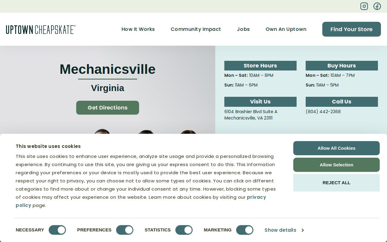 Uptown Cheapskate website preview