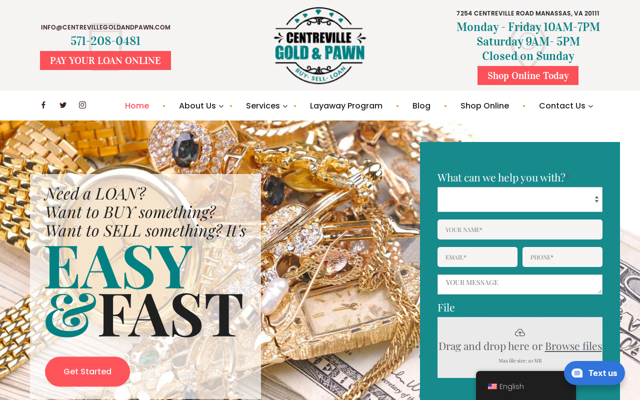 Centreville Gold & Pawn website preview