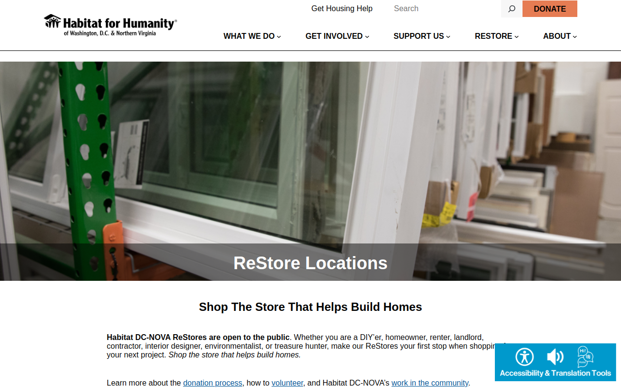 Habitat for Humanity ReStore website preview