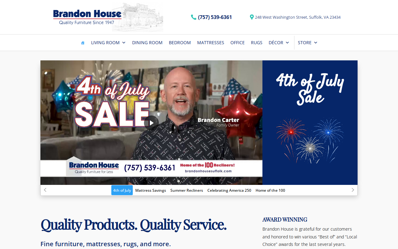 Brandon House Vintage Market website preview