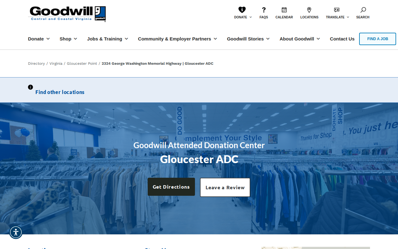 Goodwill Attended Donation Center website preview