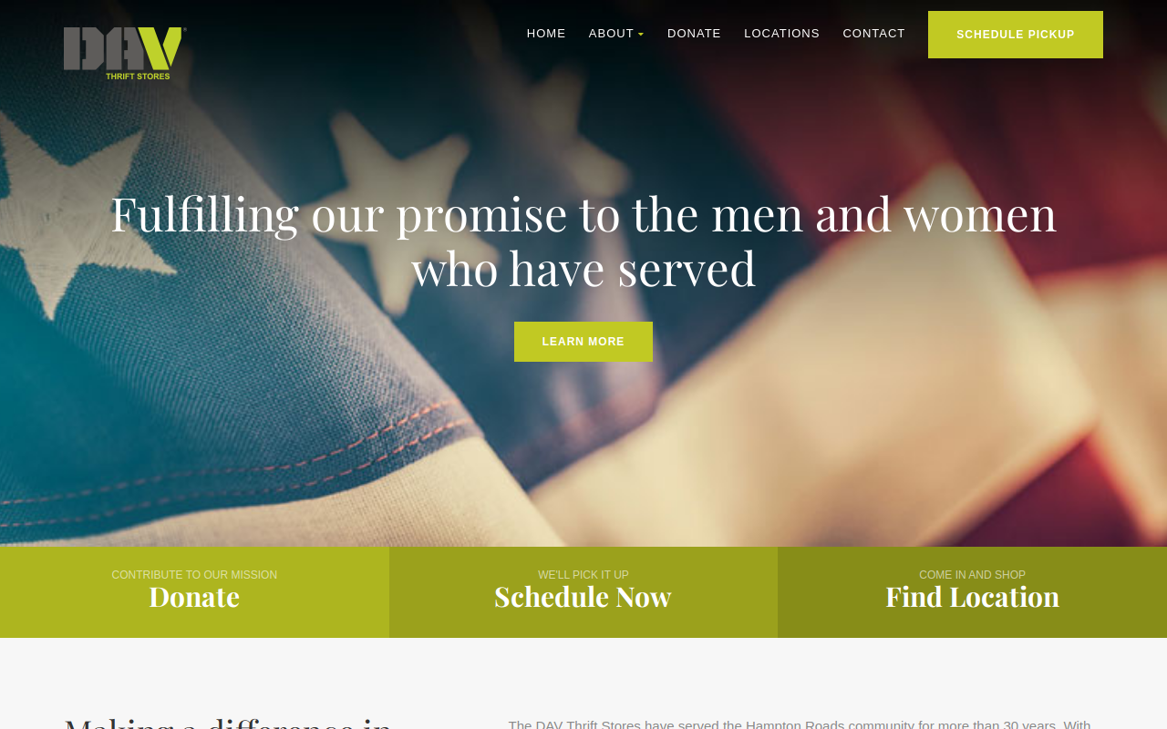 Dav Thrift Store website preview