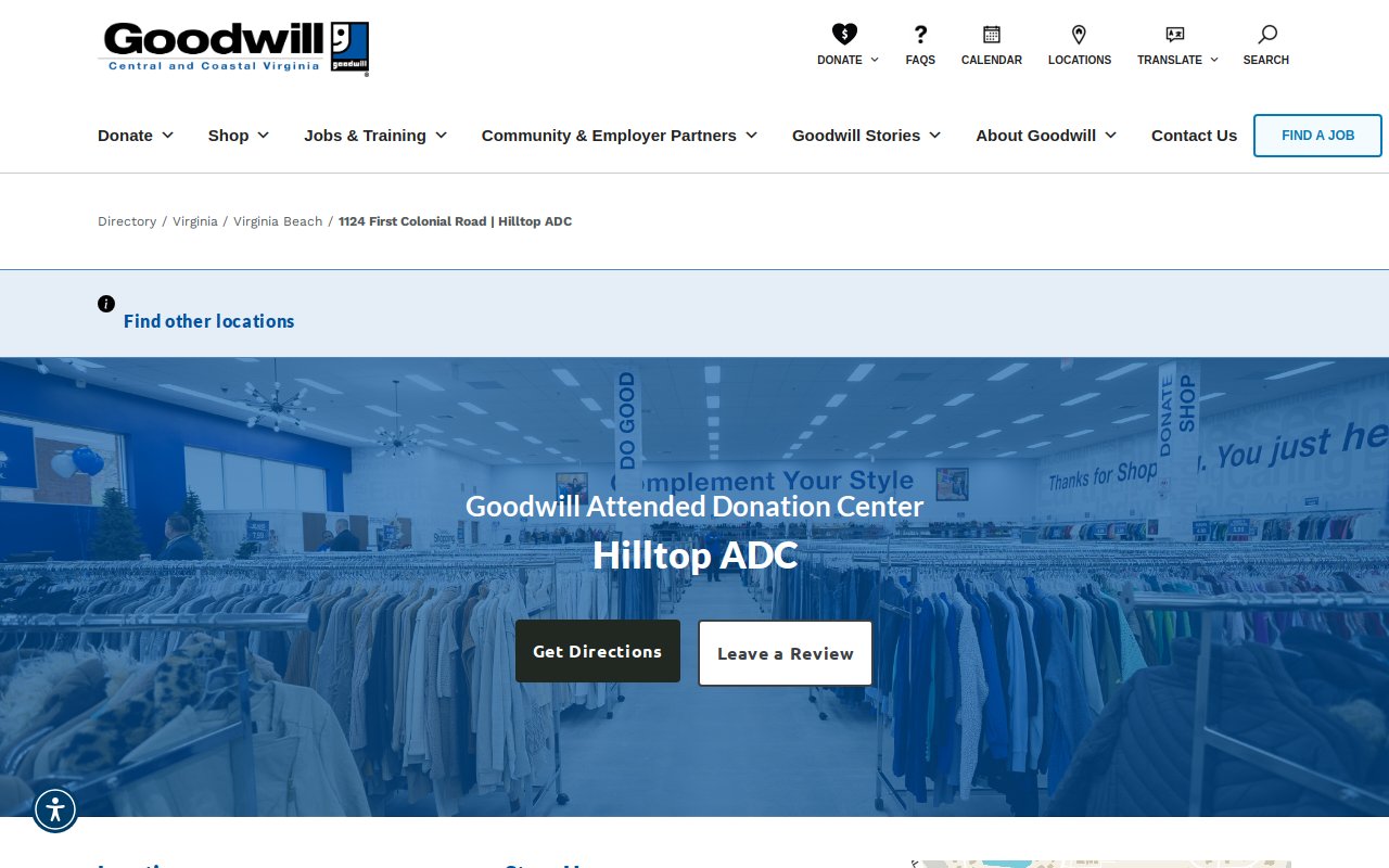 Goodwill Attended Donation Center website preview